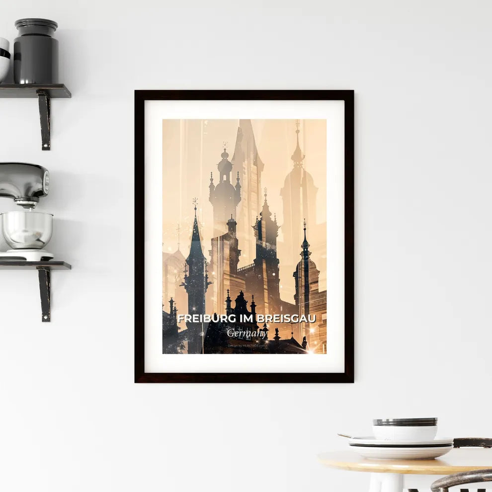 Freiburg im Breisgau: Double Exposure City Skyline Framed Print