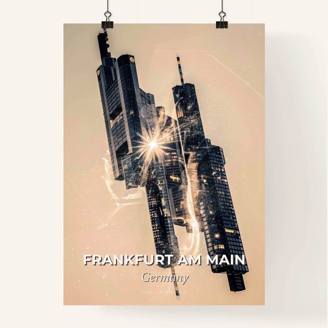Frankfurt Cityscape Art with Architectural Icons Poster