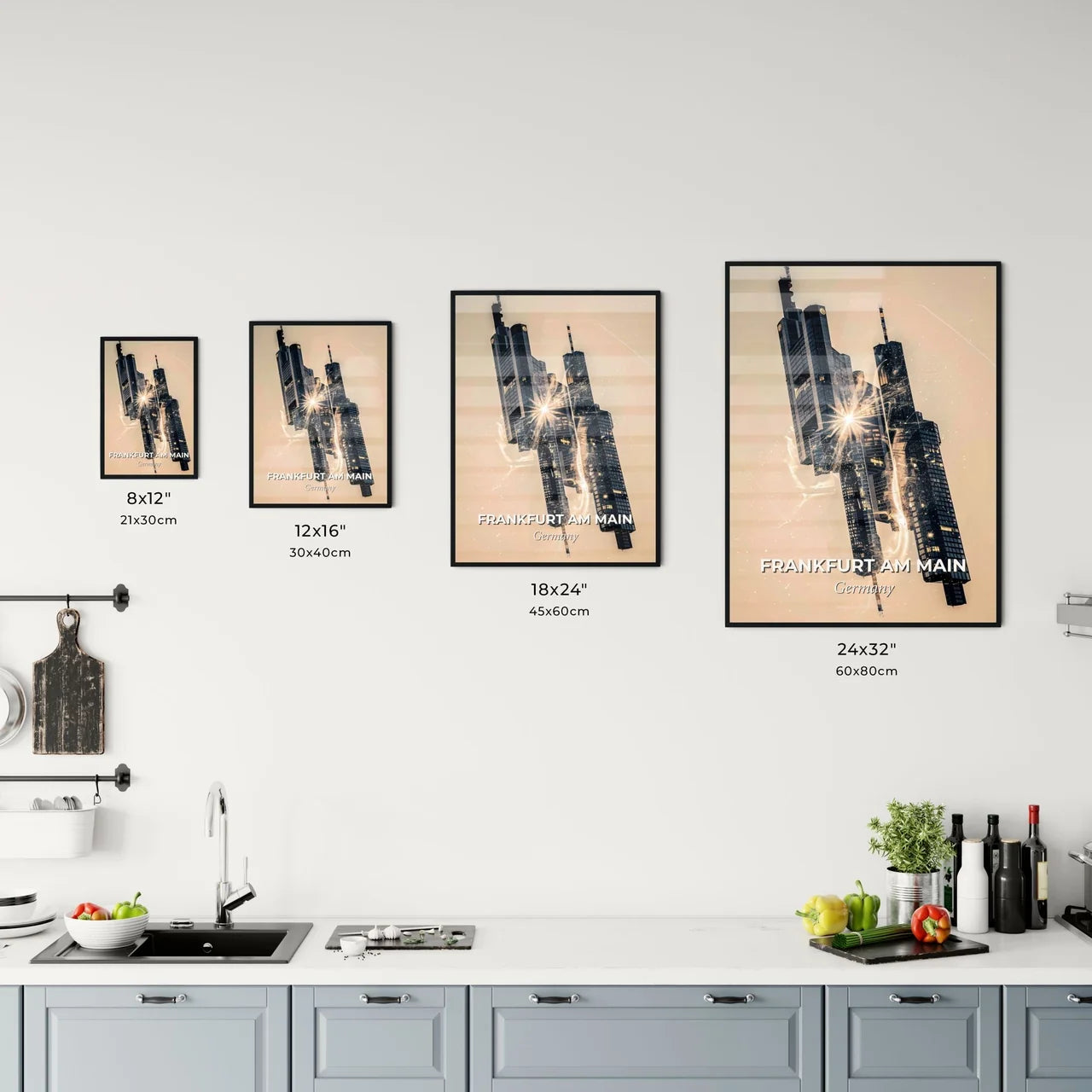 Frankfurt Cityscape Art with Architectural Icons Office Art