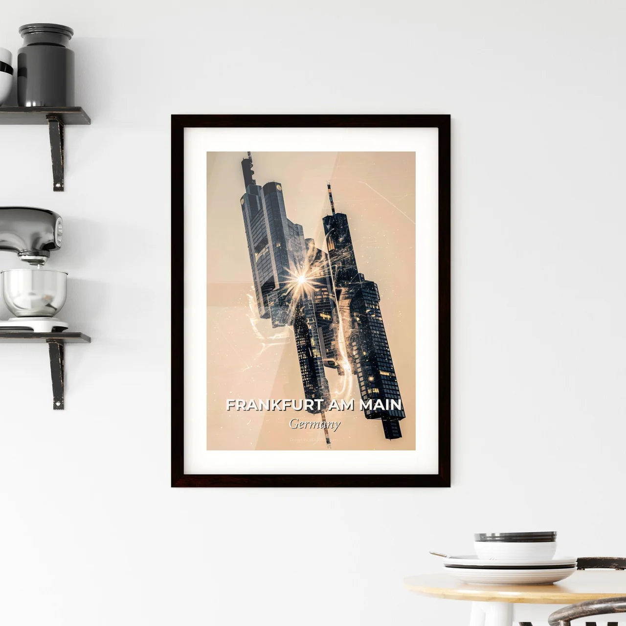 Frankfurt Cityscape Art with Architectural Icons Framed Print
