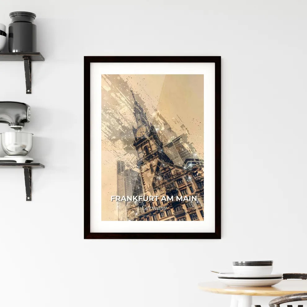Frankfurt Skyline Cityscape Composite Art Poster Framed Print