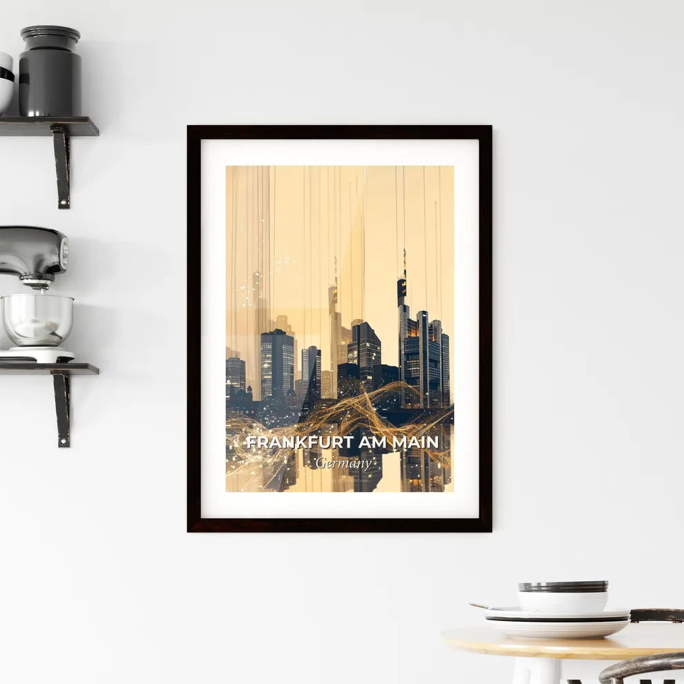 Frankfurt Skyline Silhouette Composite Art Poster Framed Print