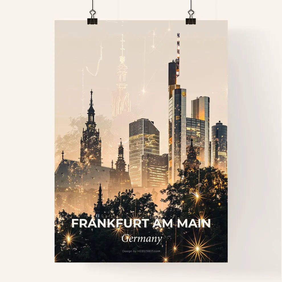 Frankfurt Skyline Double Exposure Art Poster Poster