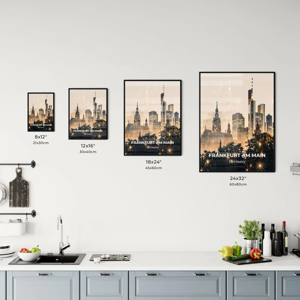 Frankfurt Skyline Double Exposure Art Poster Office Art