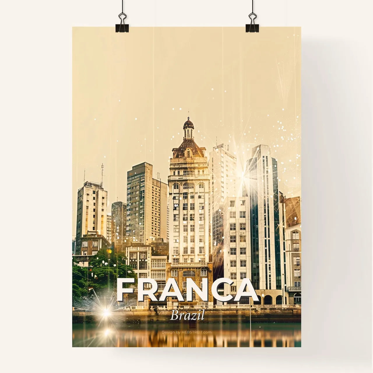 Franca Skyline Double Exposure Art Poster Poster