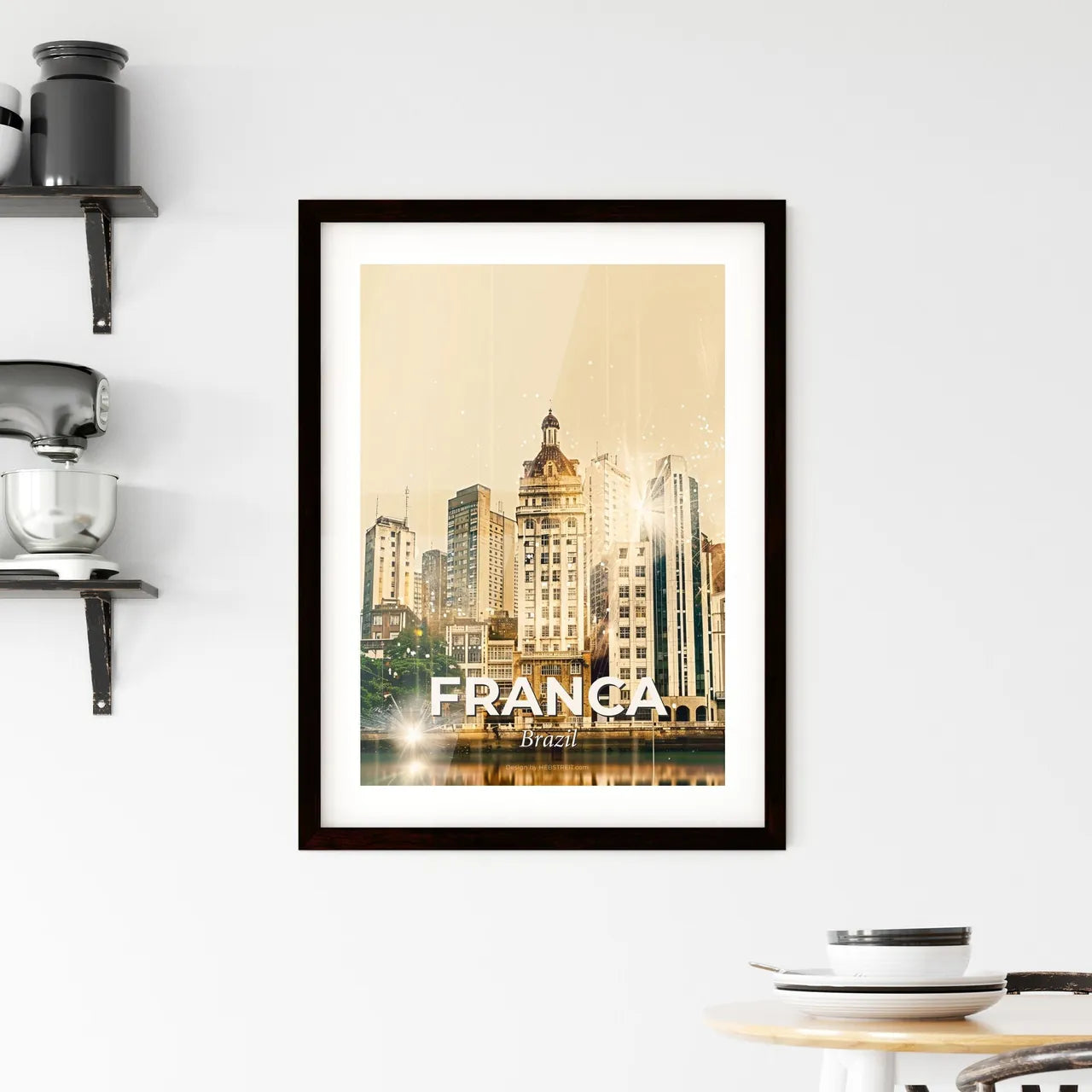 Franca Skyline Double Exposure Art Poster Framed Print
