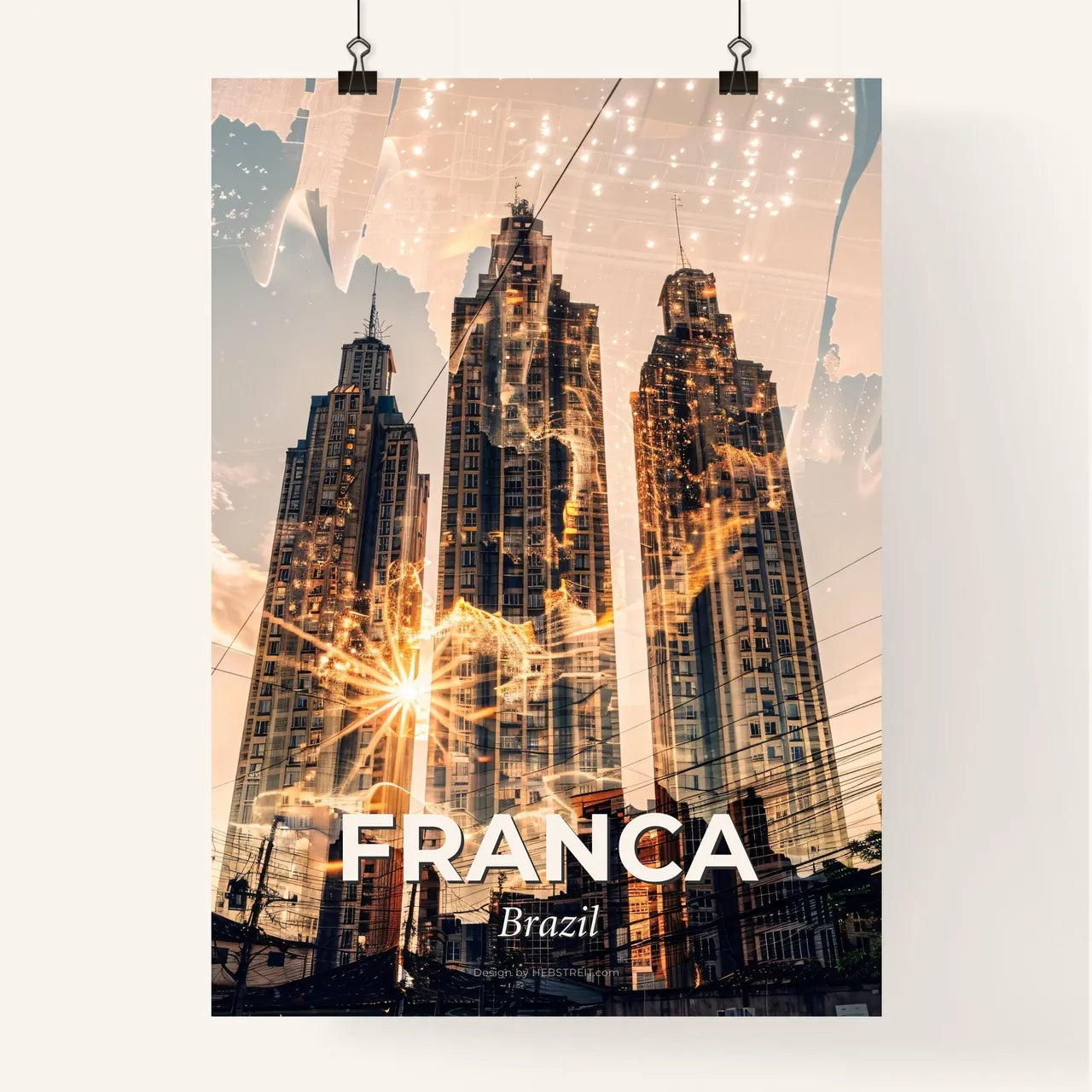 Franca Brazil Skyline Landmarks Poster Poster