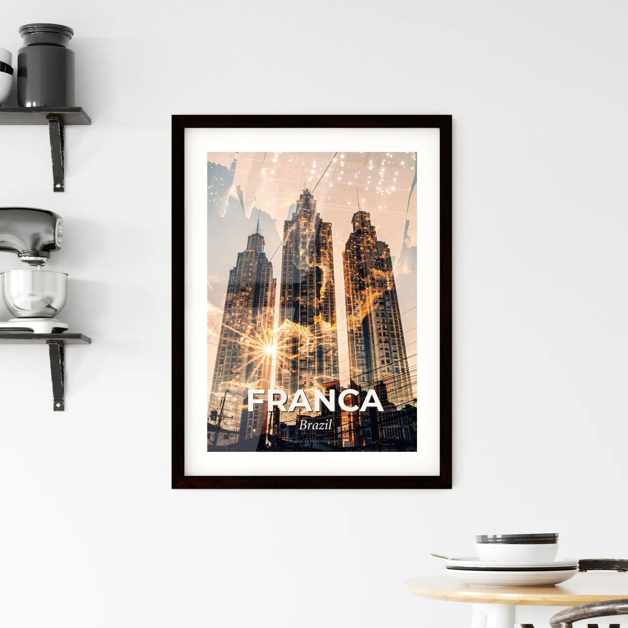 Franca Brazil Skyline Landmarks Poster Framed Print