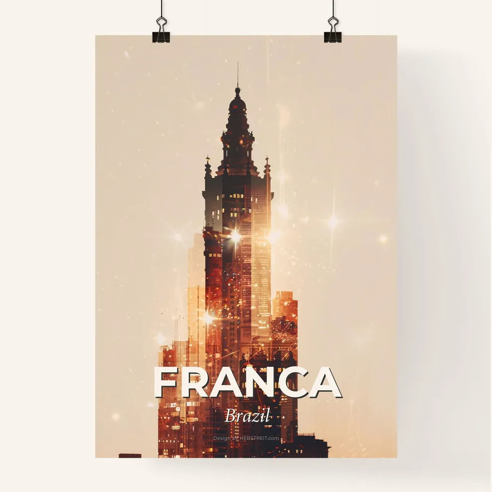 Franca City Bright Beige Poster Skyline Sparkling Poster