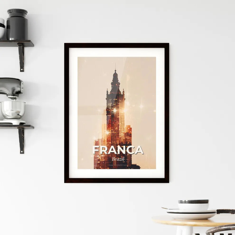 Franca City Bright Beige Poster Skyline Sparkling Framed Print
