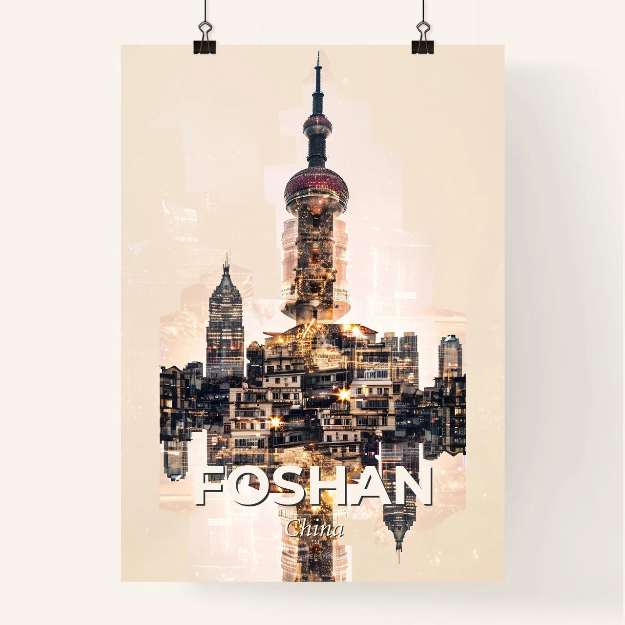 Foshan City Lights Skyline Poster Art Poster
