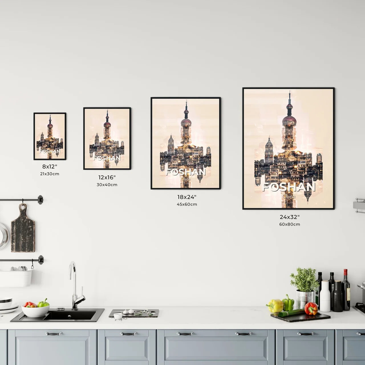 Foshan City Lights Skyline Poster Art Office Art