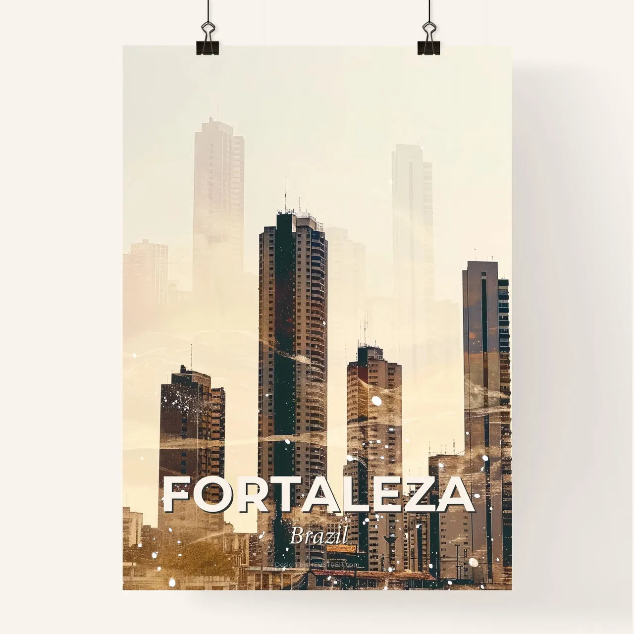 Fortaleza Skyline Cityscape Art Deco Composite Poster Poster