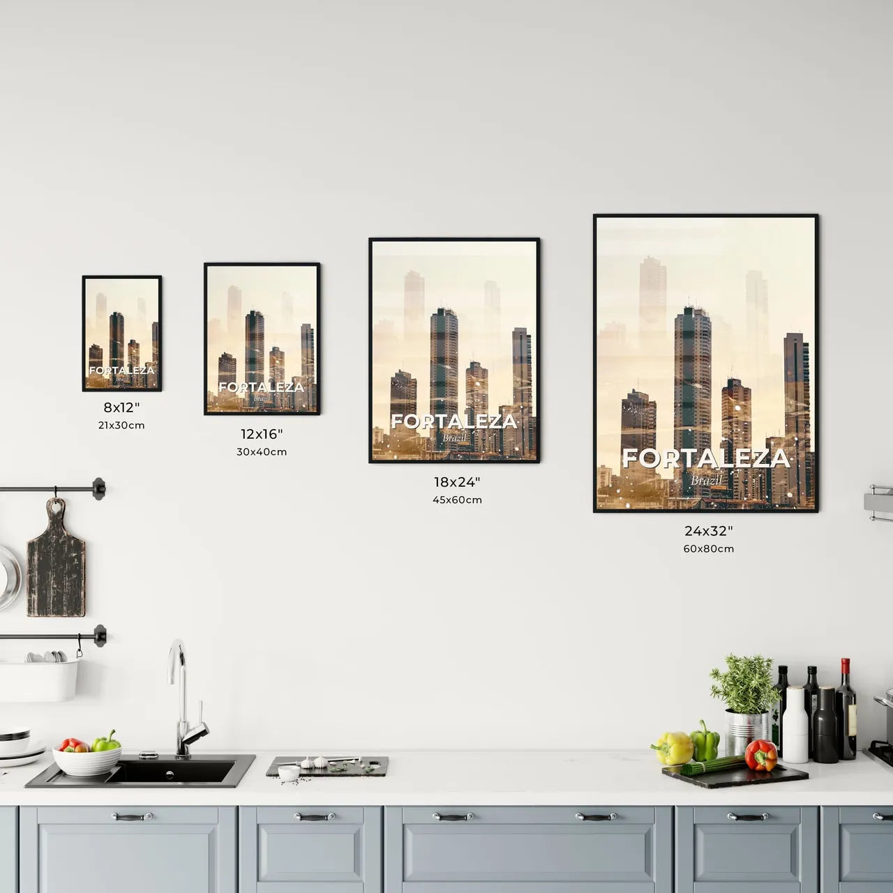 Fortaleza Skyline Cityscape Art Deco Composite Poster Office Art