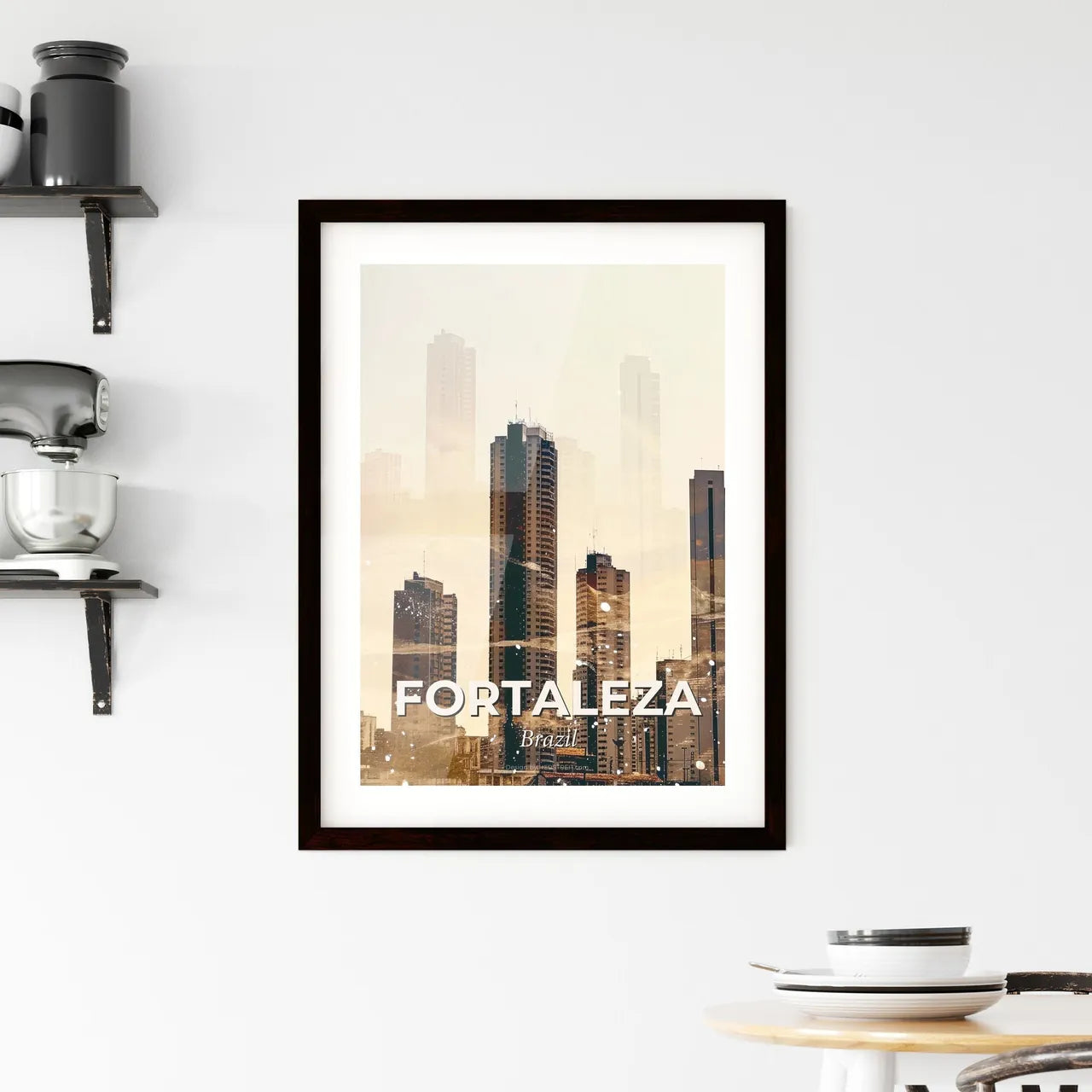Fortaleza Skyline Cityscape Art Deco Composite Poster Framed Print