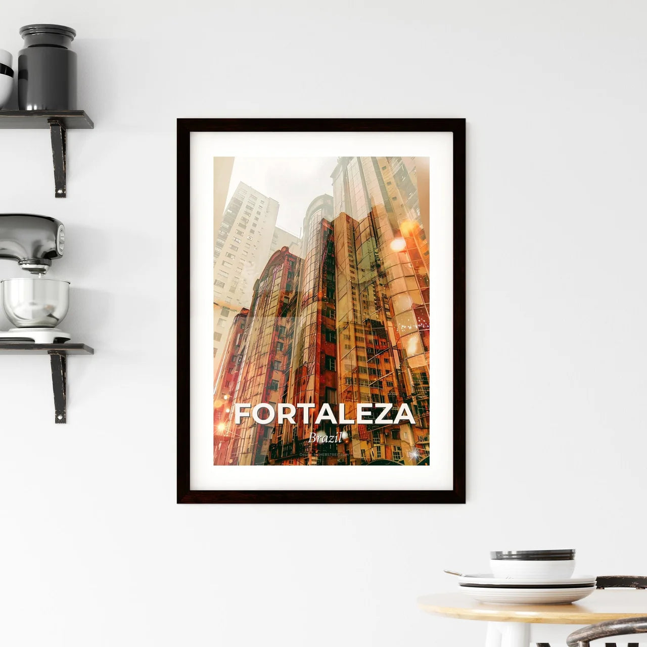 Fortaleza Skyline Composite Art Poster Framed Print