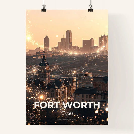 Fort Worth Skyline Panorama Architectural Landmarks Poster