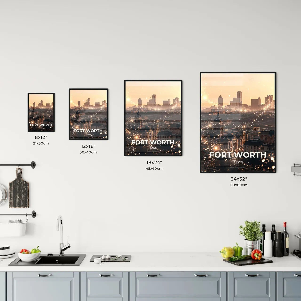 Fort Worth Skyline Panorama Architectural Landmarks Office Art
