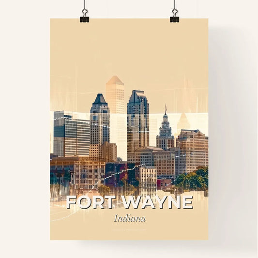 Fort Wayne: Skyline Double Exposure Art Sparkle Poster