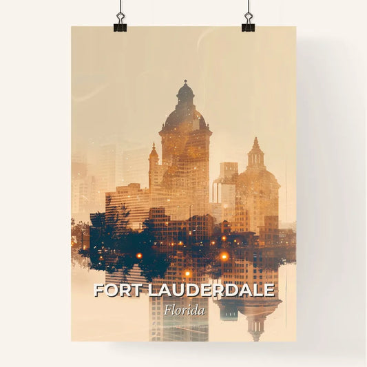 Fort Lauderdale Skyline Double Exposure Art Poster