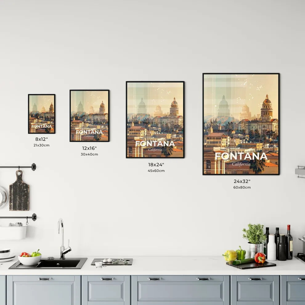 Fontana Cityscape Skyline Composite Poster Art Office Art