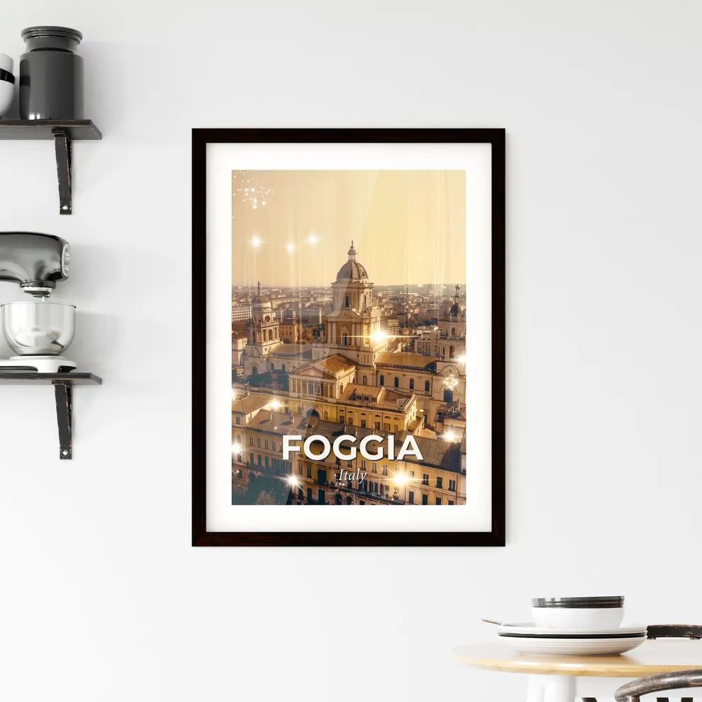 Foggia Skyline Double Exposure Cityscape Art Framed Print