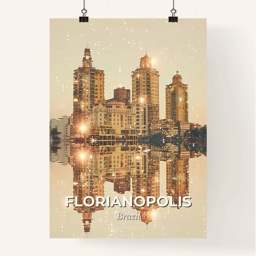 Florianopolis Skyline Double Exposure Art Poster Poster