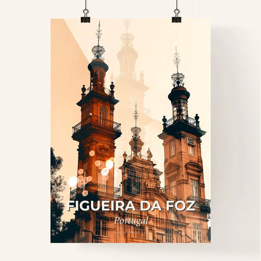 Figueira da Foz Skyline Art Poster: Beige, Bright & Beautiful Poster