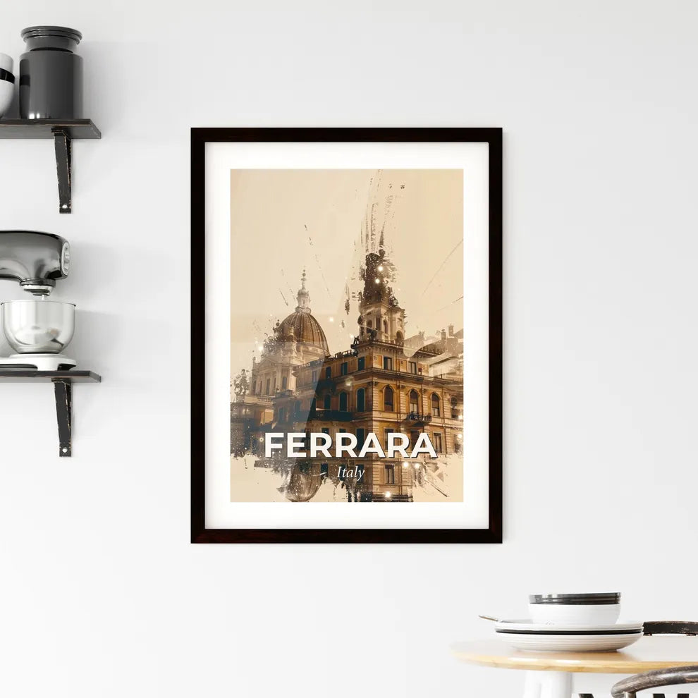Ferrara Skyline Composite Art on Beige Framed Print