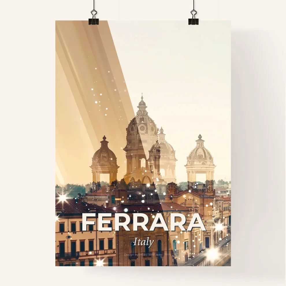Ferrara, Italy Skyline Double Exposure Composite Art Poster Poster