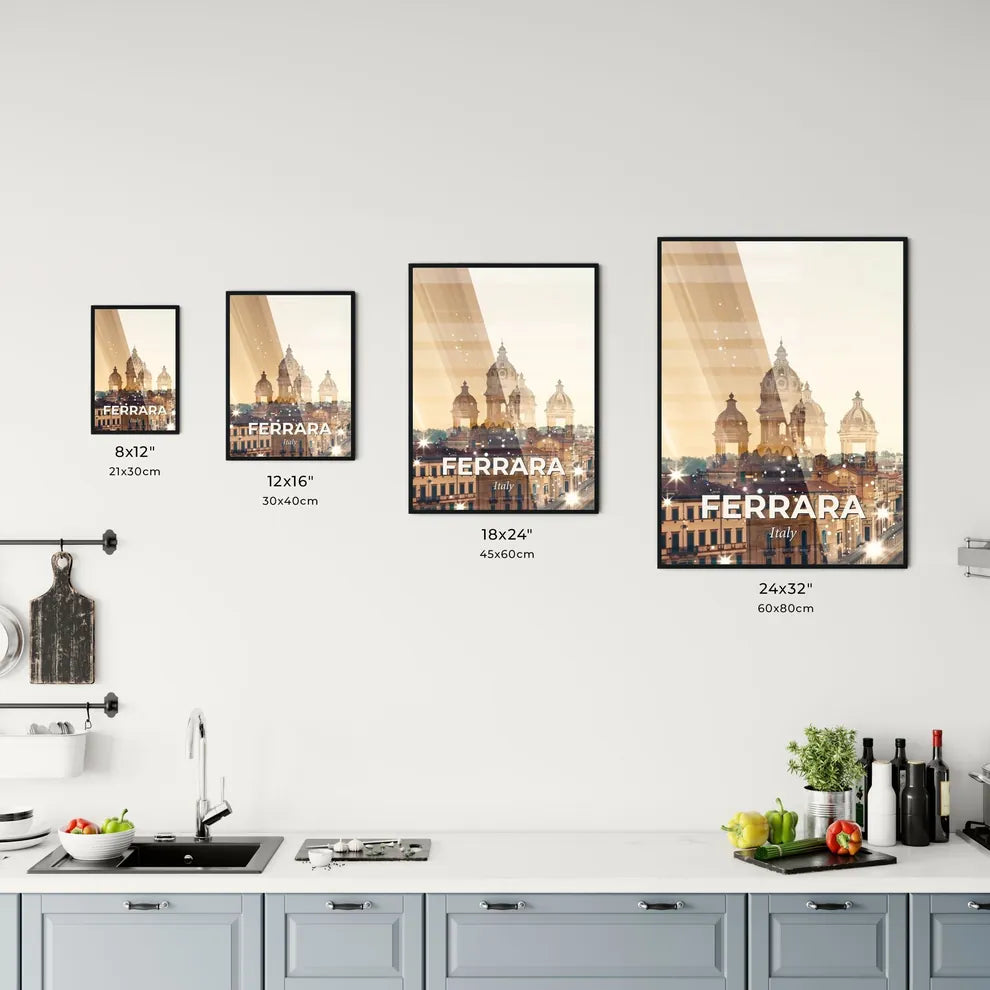Ferrara, Italy Skyline Double Exposure Composite Art Poster Office Art