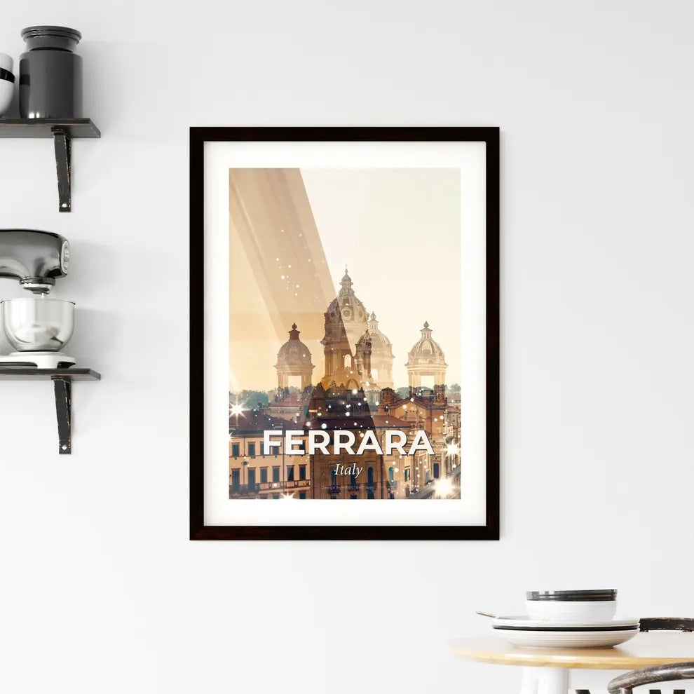 Ferrara, Italy Skyline Double Exposure Composite Art Poster Framed Print