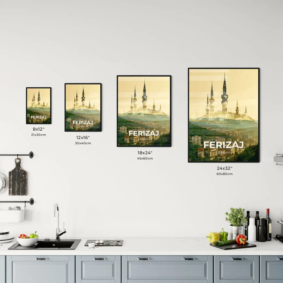 Ferizaj Uroševac City Lights Panorama Wall Art Office Art