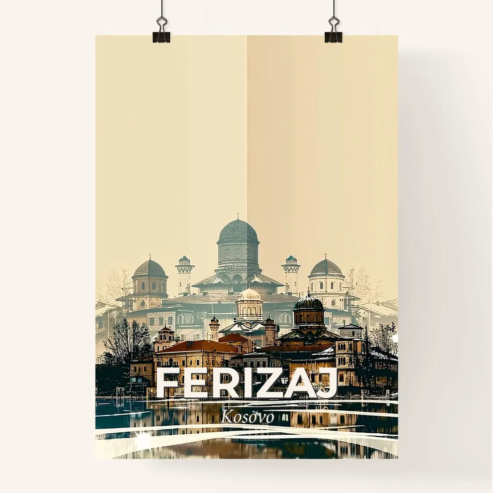 Ferizaj / Uroševac Skyline Architectural Icons Art Poster Poster