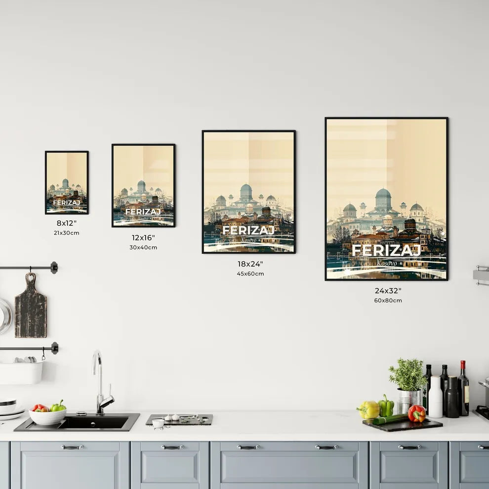 Ferizaj / Uroševac Skyline Architectural Icons Art Poster Office Art