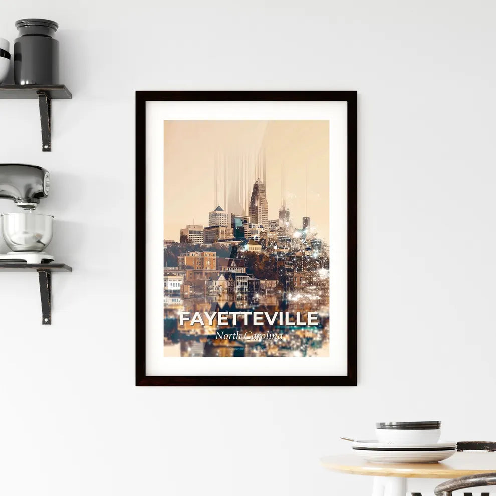 Fayetteville Skyline Composite Art Poster Framed Print