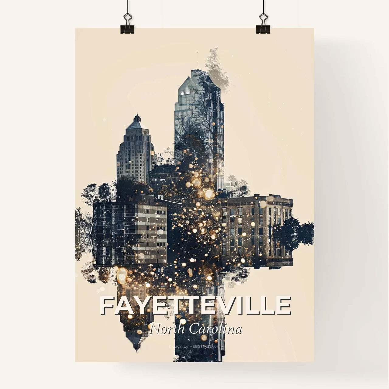 Fayetteville, NC Skyline Double Exposure Art Poster