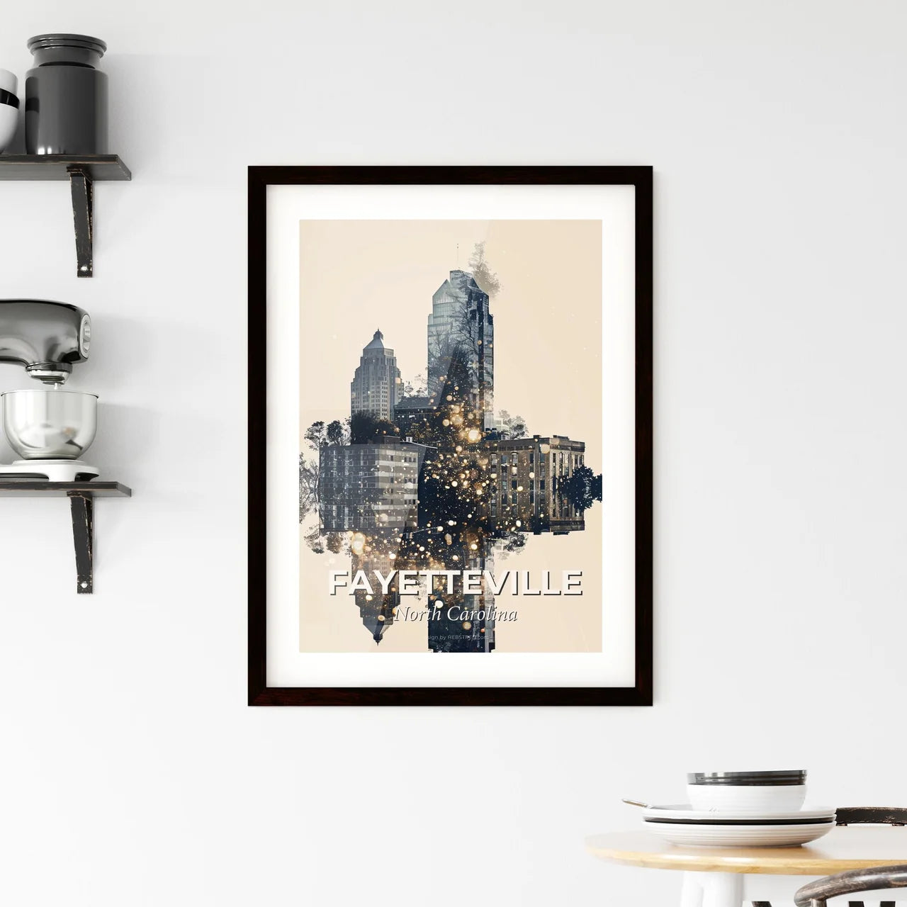 Fayetteville, NC Skyline Double Exposure Art Framed Print