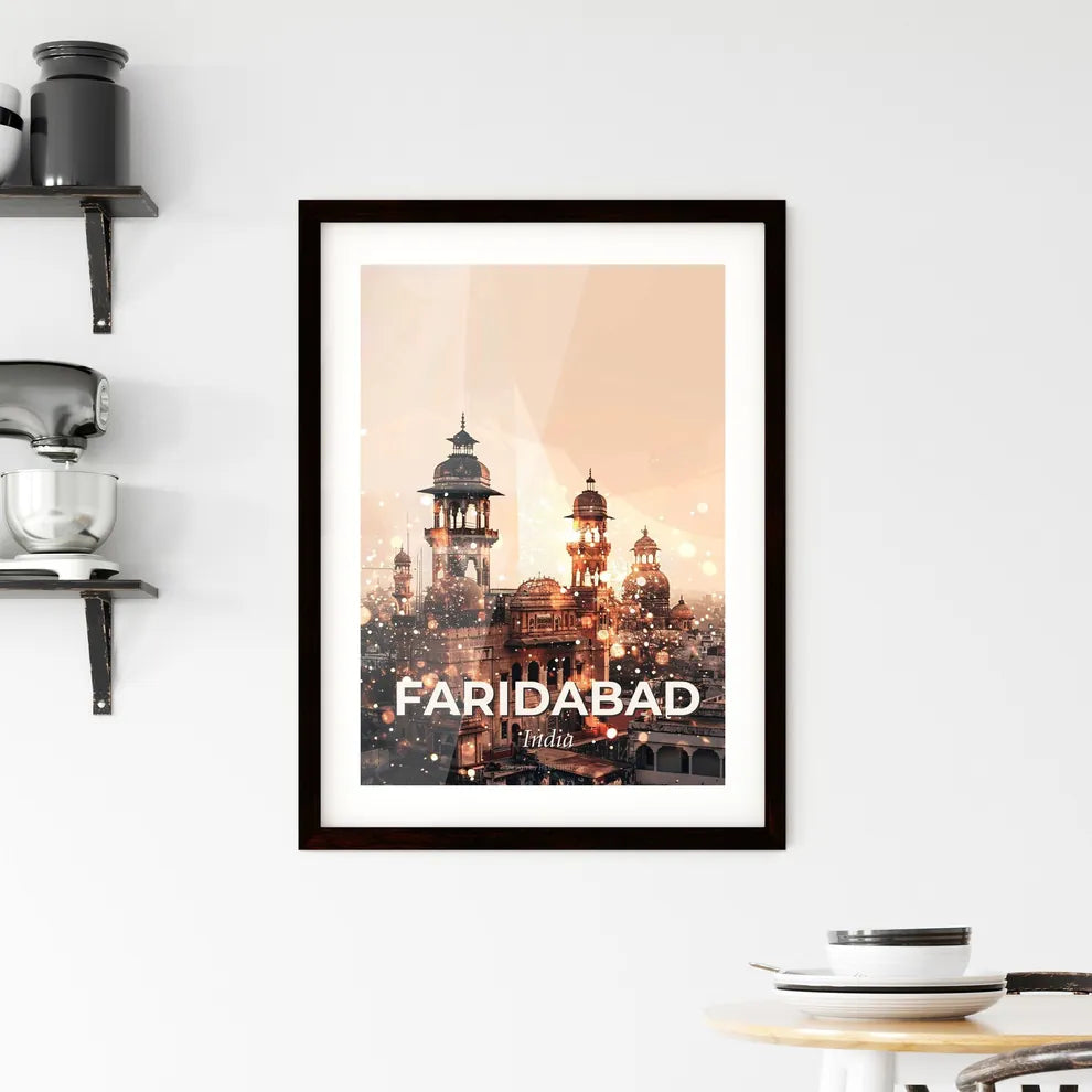 Faridabad Skyline Double Exposure Cityscape Sparkle Framed Print