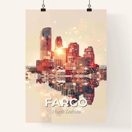 Fargo Skyline Double Exposure Art Prints Poster