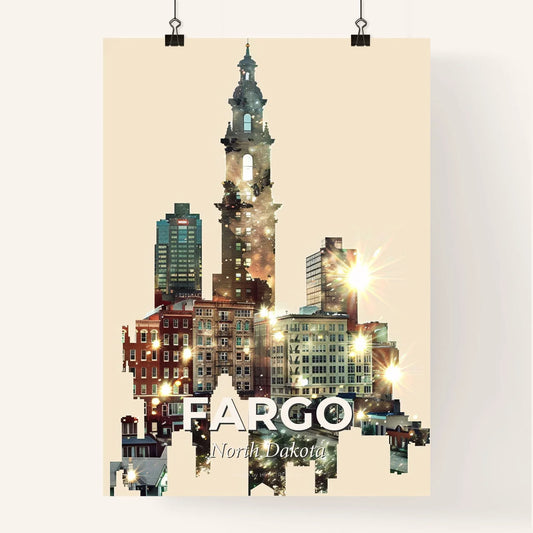 Fargo Cityscape Double Exposure Art Poster Poster