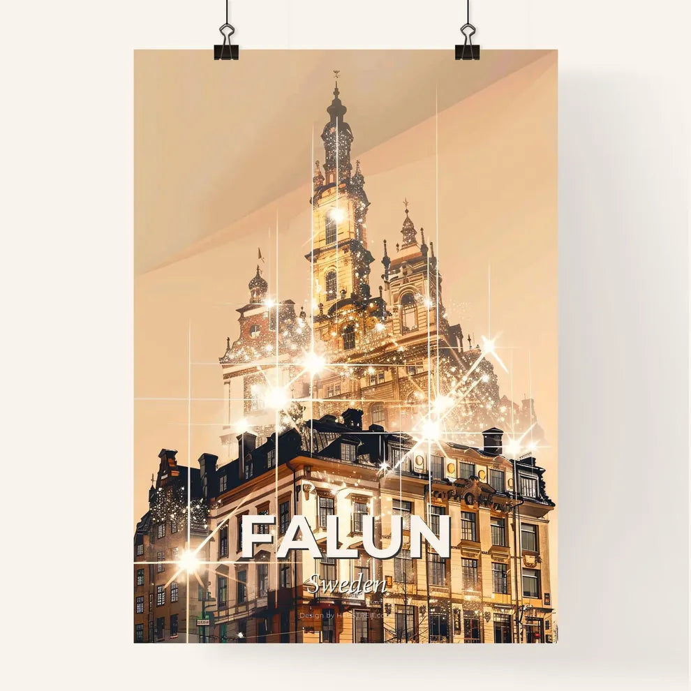 Falun Skyline Double Exposure Art Poster Poster