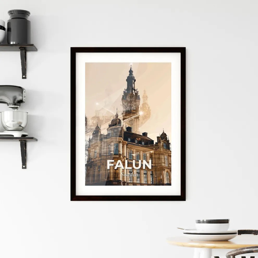 Falun City Skyline Composite Art Poster Framed Print