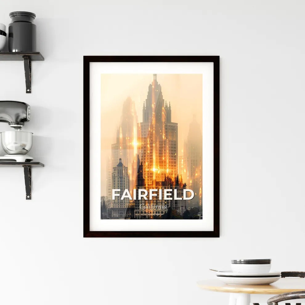 Fairfield City Skyline Composite Poster Framed Print