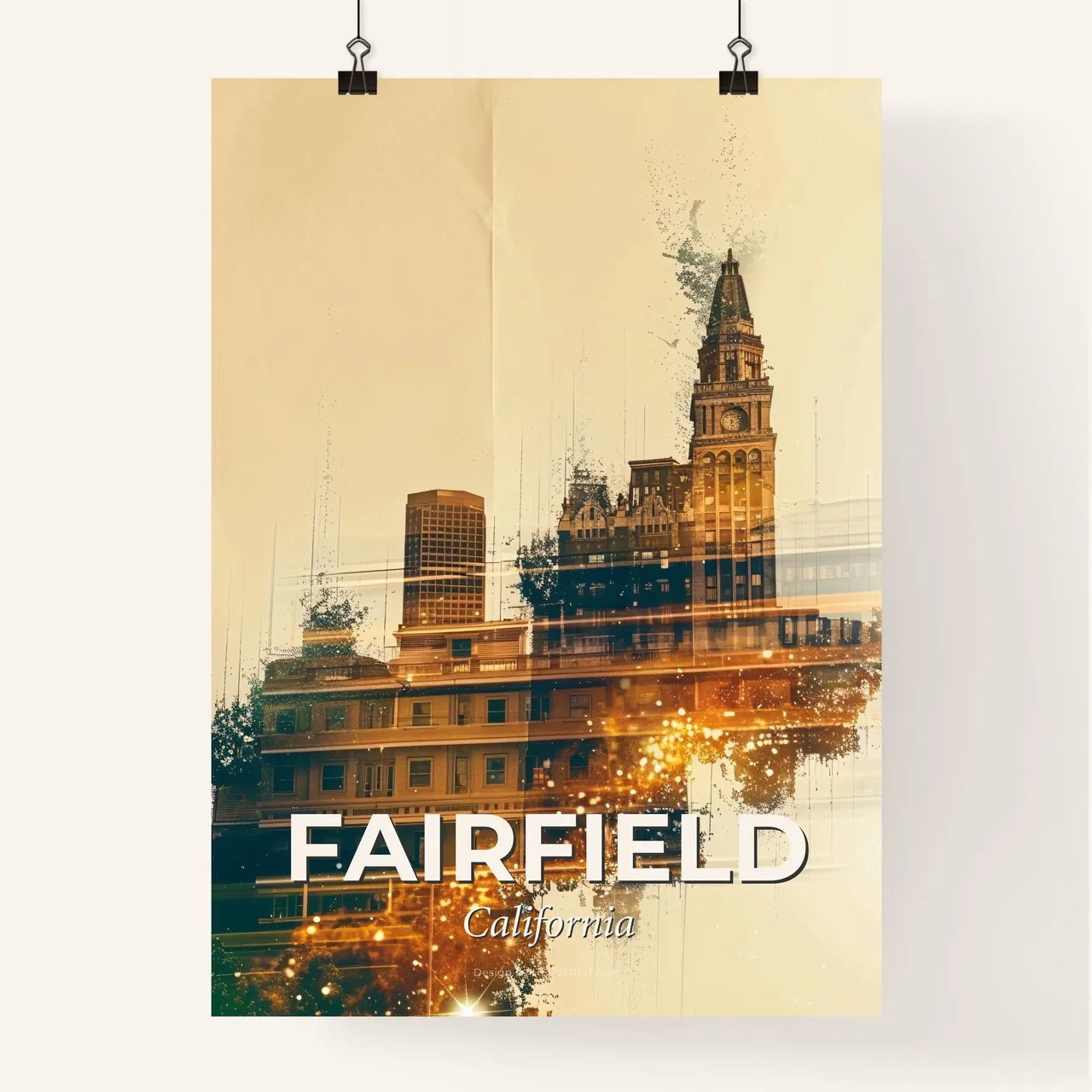 Fairfield City Skyline Night Art Print Poster