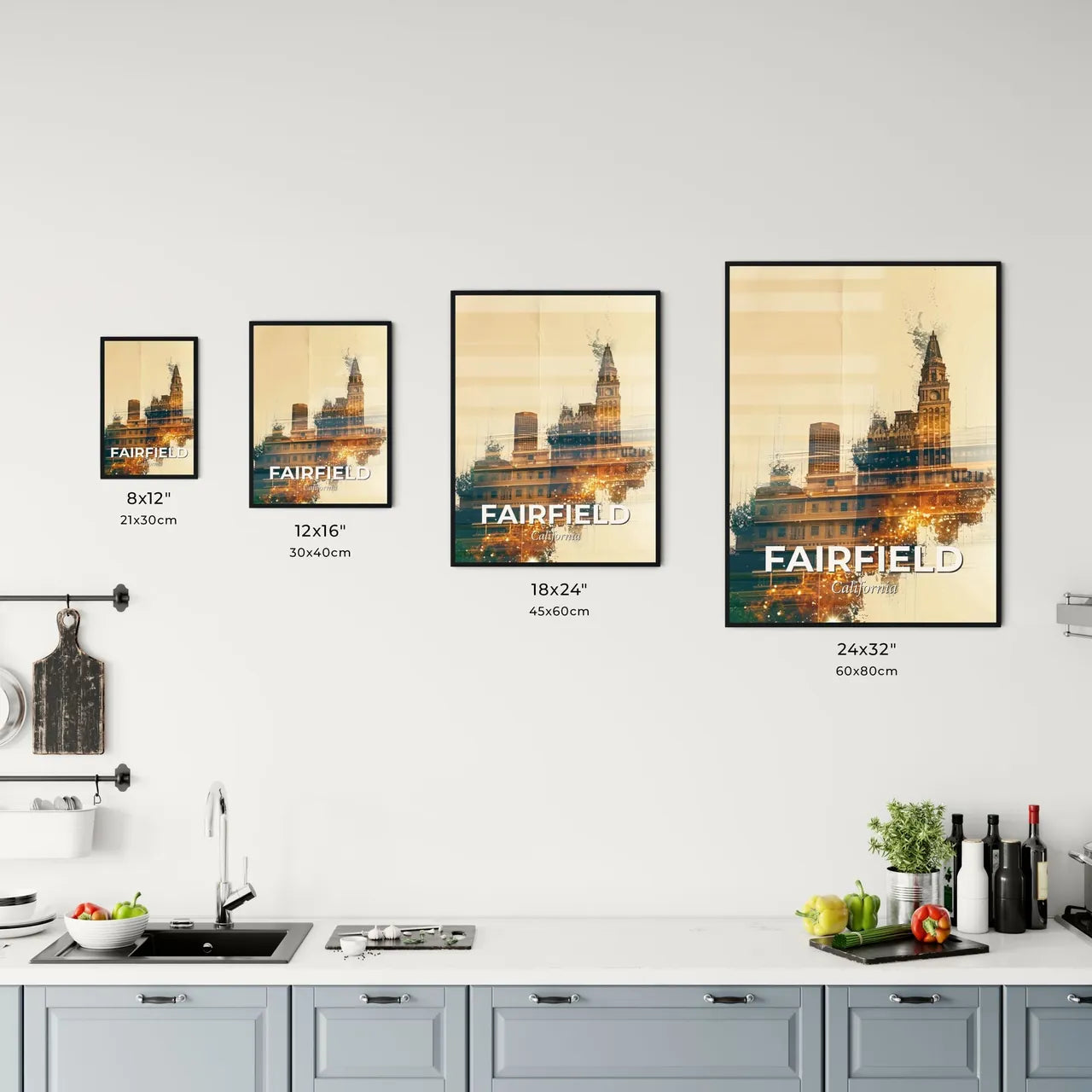Fairfield City Skyline Night Art Print Office Art
