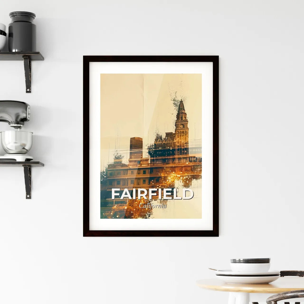 Fairfield City Skyline Night Art Print Framed Print