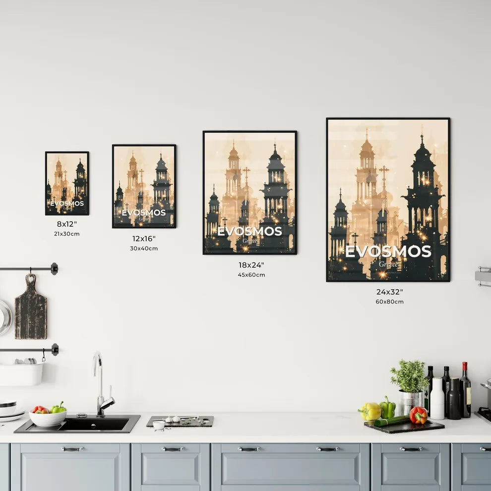 Evosmos, Greece Skyline Double Exposure Composite Artwork Office Art