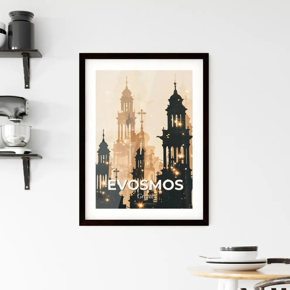 Evosmos, Greece Skyline Double Exposure Composite Artwork Framed Print