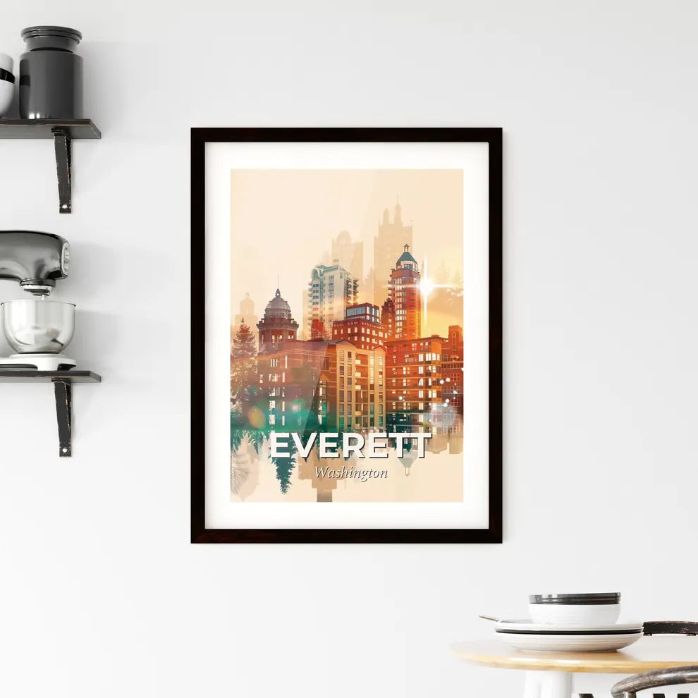 Everett Moonlight Glow City Skyline Poster Framed Print